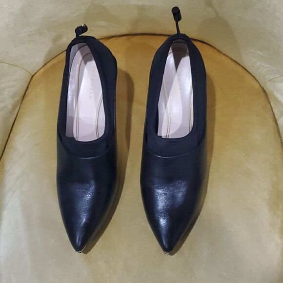 Cole Haan Grand Ambition Black Leather Heels with Adjustable Insert - Picture 3 of 15